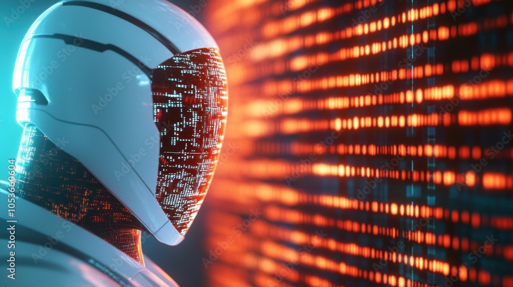 Poster futuristic ai finance data analysis with holographic display