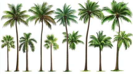 Obraz premium A collection of palm trees in various heights and styles.