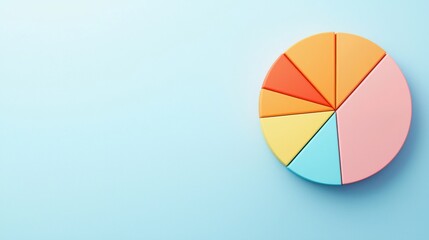 Obraz premium Colorful Analytics Pie Chart on Blue Background