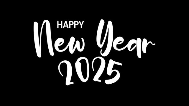 White text on black background anda black text animated on white backgorund celebrating the arrival of 2025. Ideal for New Years Eve party invitations or social media posts.
