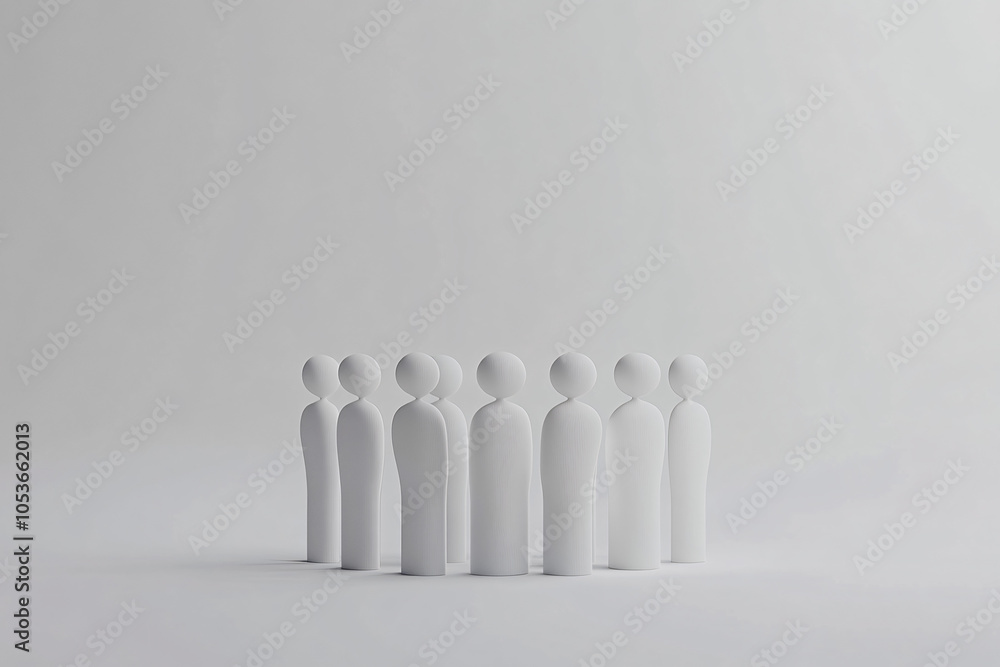 Aufkleber a group of minimalist white human figures arranged in a circle on a plain background suggesting unit