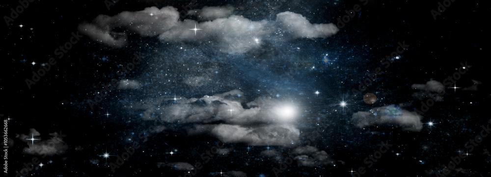 Wall mural galaxy in a free space. 3d rendering