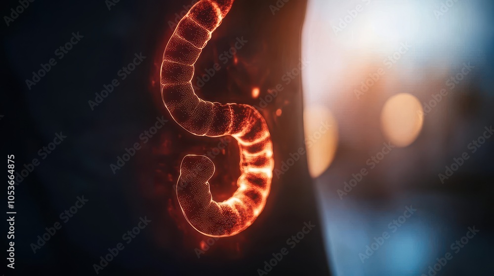 Poster abstract close-up of a glowing, luminescent form resembling a spiral, set against a blurred backgrou