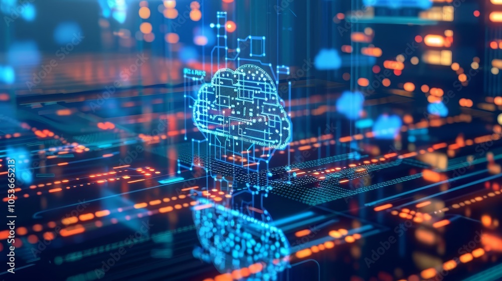 Poster abstract digital brain cloud computing concept