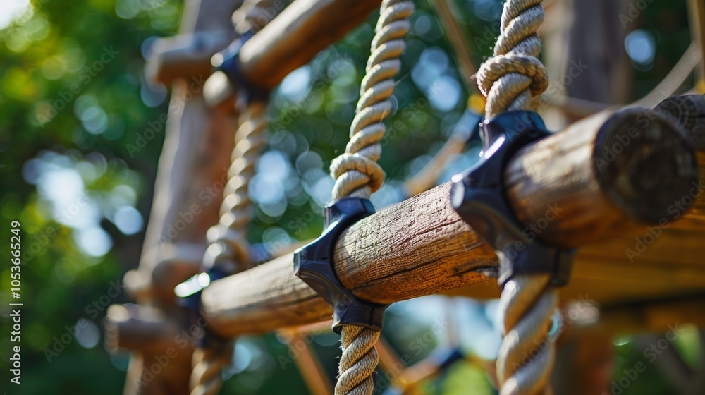 Poster hanging ropes and ladders add an extra element of challenge to the play structures.