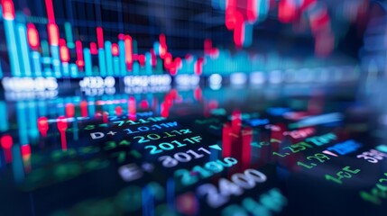 Abstract financial chart with stock market data, illustrating economic trends and investment.