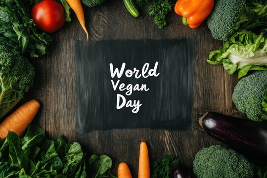 Celebrating World Vegan Day with colorful vegetables arranged on a wooden table in an inviting display