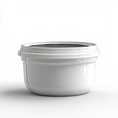 Minimalist empty white container on clean white background