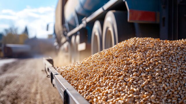 Close-up of a trailer for transporting grain for loading Bulk cargo transportation concept.