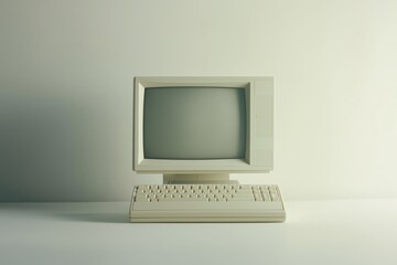 Photorealistic Studio Shot of an Early 2000s Desktop Computer with White Background and Vintage Appeal