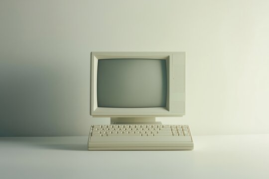 Photorealistic Studio Shot of an Early 2000s Desktop Computer with White Background and Vintage Appeal