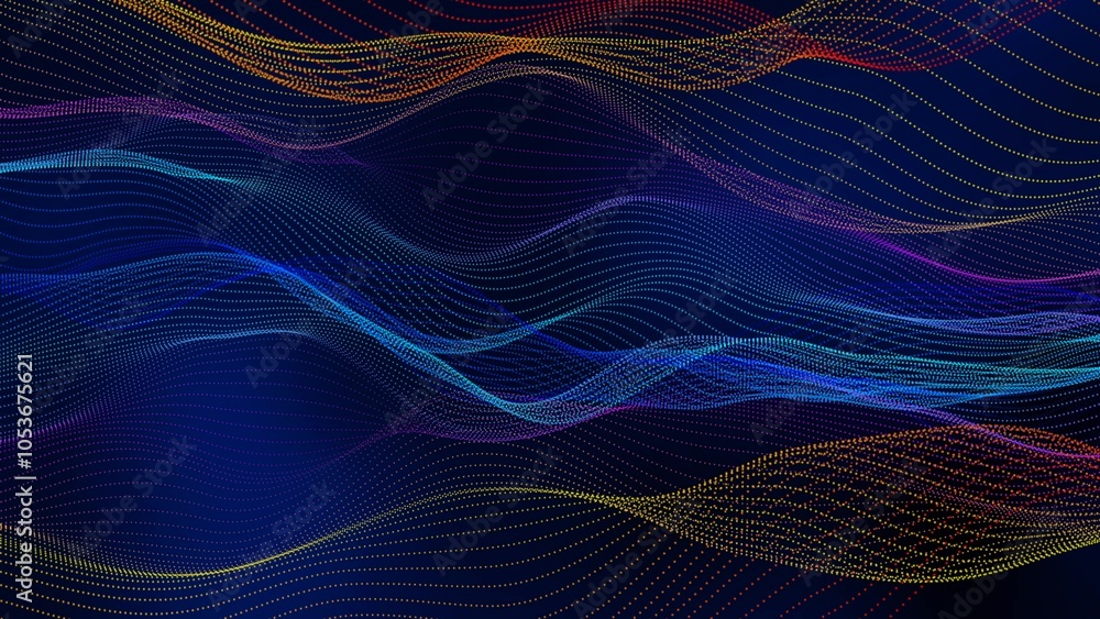 Poster amazing colorful digital particle line wave background d4