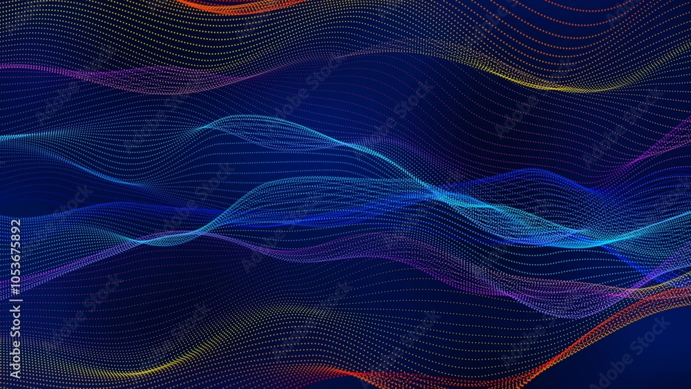 Poster amazing colorful digital particle line wave background vd4