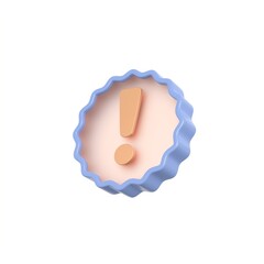 3d rendering exclamation mark badge icon for attention or caution sign on alert danger problem