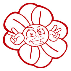 White Daisy Flower Happy Face Victory Comic Cartoon Small Pretty Leaf Beautiful Green Plant Blooming Nature Lover Flowers Gardening Gardeners Thumb Garden Hobby Blooms Blossoms Gardener Leisure Summer