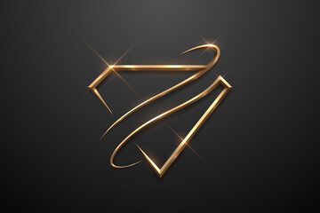 Golden diamond shape template on black background