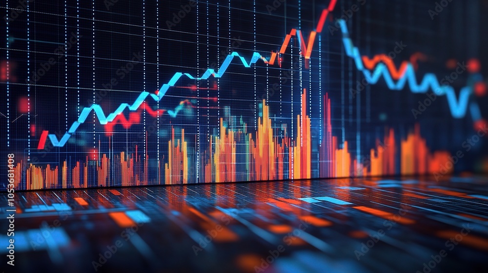 Poster vibrant abstract data visualization with colorful graphs