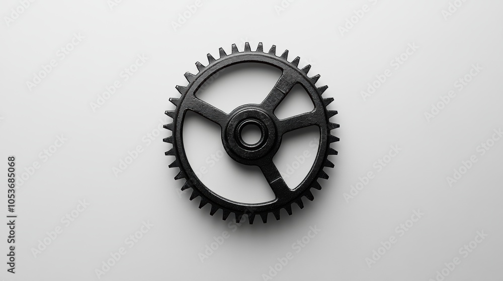 Poster Single Cogwheel on White, a sleek and simple representation of mechanics, emphasizing form and function against a clean backdrop