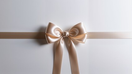 A luxurious ivory gold ribbon tied in an elegant bow glowing under soft light