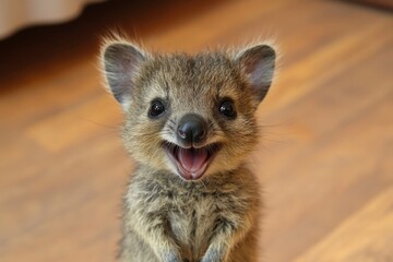 Obraz premium A Close-Up Portrait of a Smiling Quokka