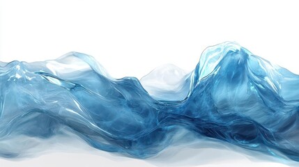 Obraz premium futuristic 3d texture of frozen ocean waves, shimmering in a blend of blues and whites, isolated against a crisp white background for a dreamlike effect