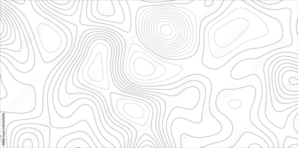 Aufkleber Ocean topographic line map with curvy wave isolines vector illustration. Abstract topographic contours map background, Vector contour topographic map. Cartography texture abstract banner use.	
