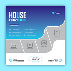 Obraz premium Modern real estate social media post design template or property for sale web banner design template