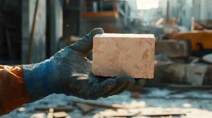 The Brick Held by Worker