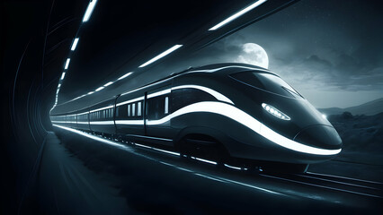 Bullet train in tunnel 