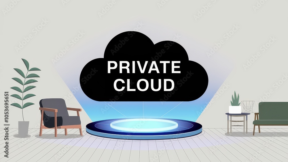 Aufkleber private cloud technology platform showcasing digital data storage and security solutions for modern 