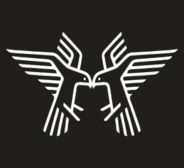 Hand drawn line art eagle vector logo design