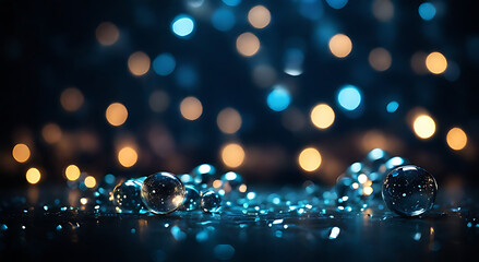 Cool-toned bokeh lights scattered across a dark background, providing versatile copy space.