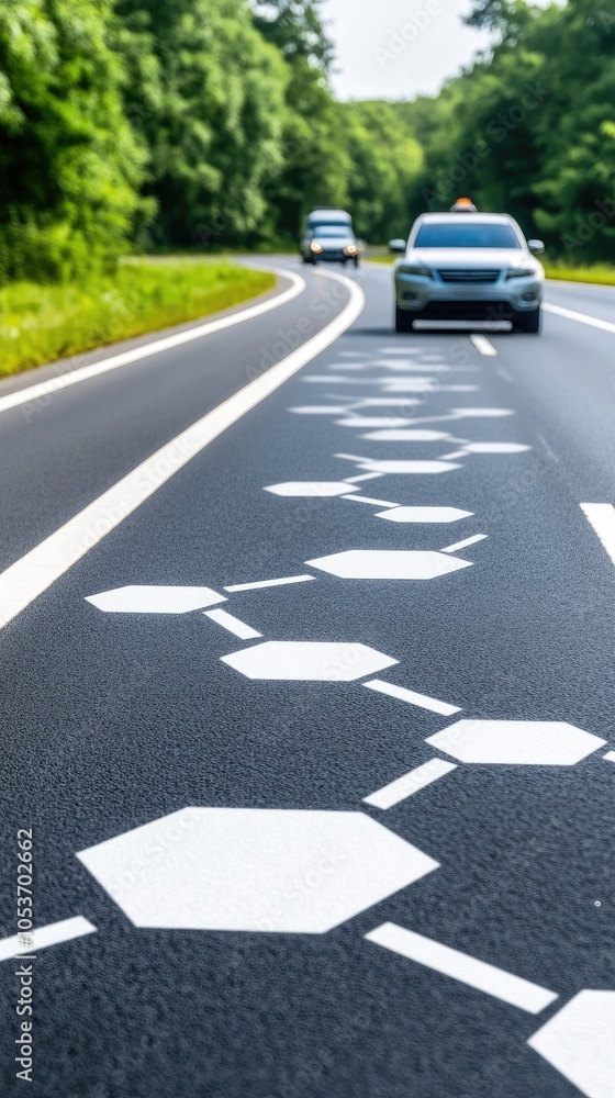 Poster high-tech highway surveillance system enhancing traffic safety on an empty road with dynamic motion 