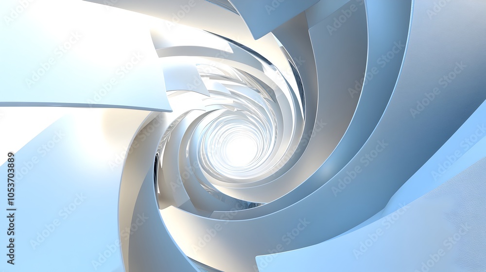 Aufkleber mesmerizing metallic angular 3d spiral with dynamic shadows and geometric architectural design
