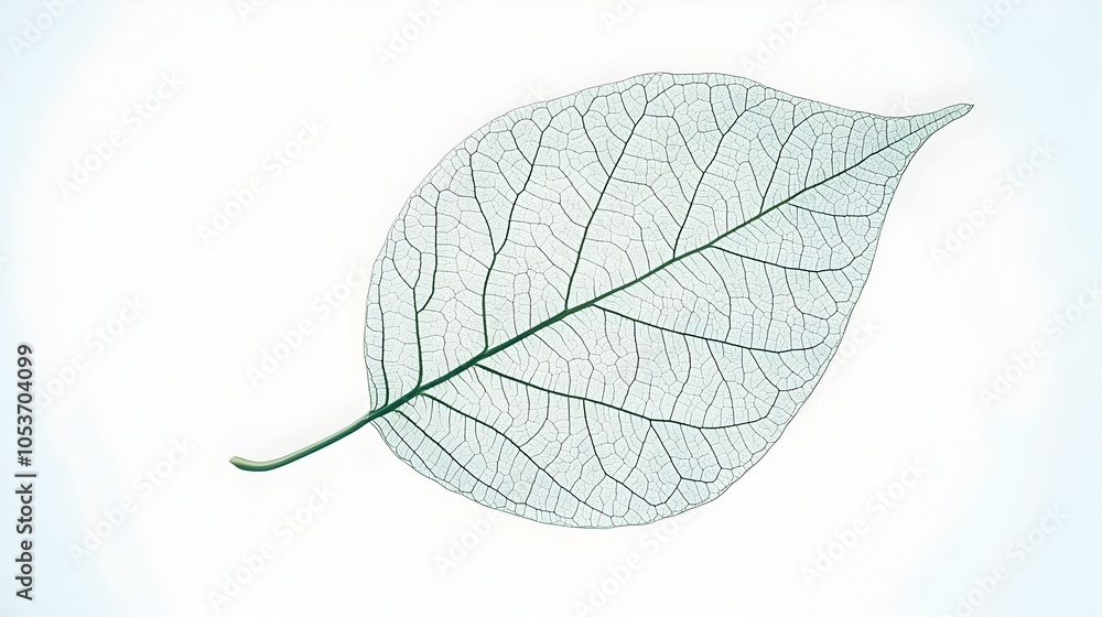 Poster stunning close-up view of a single green leaf with intricate vein patterns