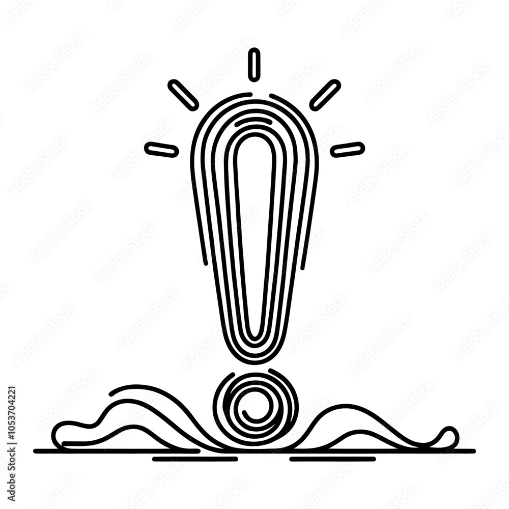 Poster continuous linear drawing of exclamation mark. one line drawing exclamation mark. exclamation mark i