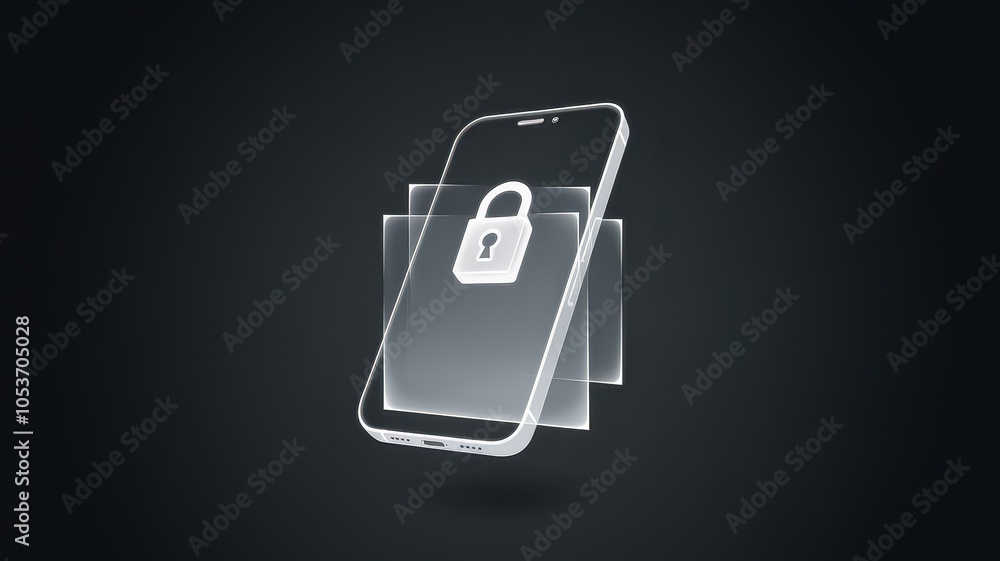 Poster locked smartphone screen with padlock icon symbolizing the importance of digital security privacy pr