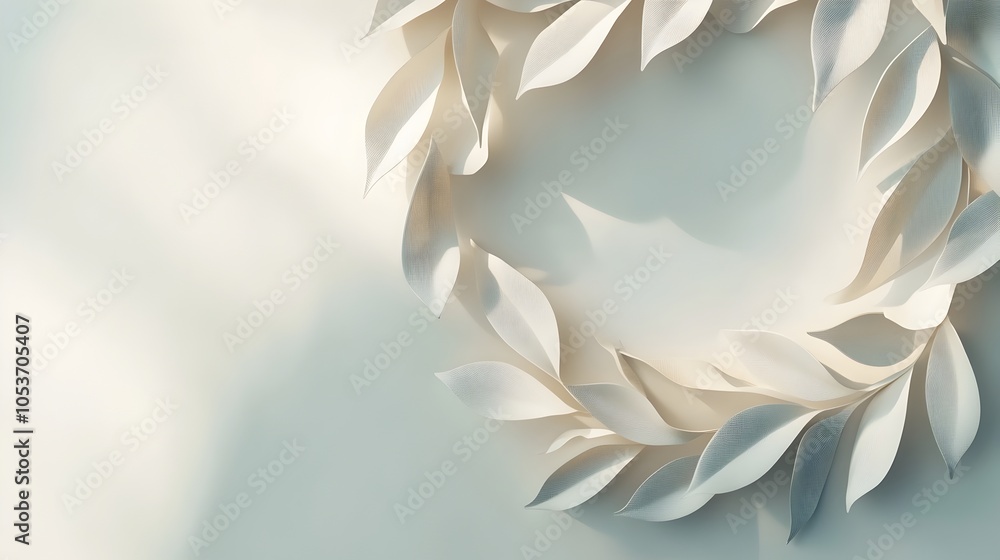 Aufkleber elegant abstraction of a leaf in a circular pattern with soft shadows