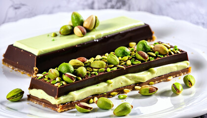 dark chocolate with pistachios ice cream and nuts