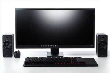 Fototapeta premium Futuristic Ultra-Sleek Front-Facing Computer Monitor Design on White Background