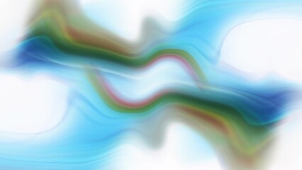 Abstract blue cyan green red color ink smooth wave background on white background