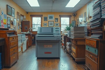 Vintage Printing Press in an Old Printing Shop