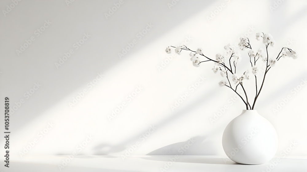 Aufkleber minimalist white background with soft lighting and space for product placement or text