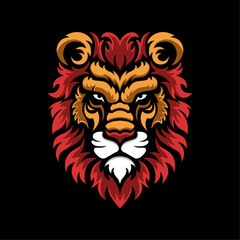 Illustration of a fierce lion's head with a wound above the eye.