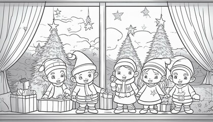 Fototapeta premium Weihnachten Ausmalbilder für Kinder
