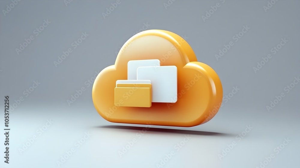 Poster 3d minimal cloud file transfer icon with smooth textures