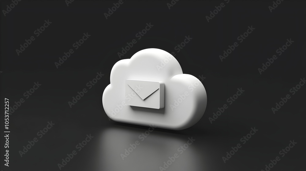 Poster simple cloud-shaped file transfer icon in clay-style 3d design