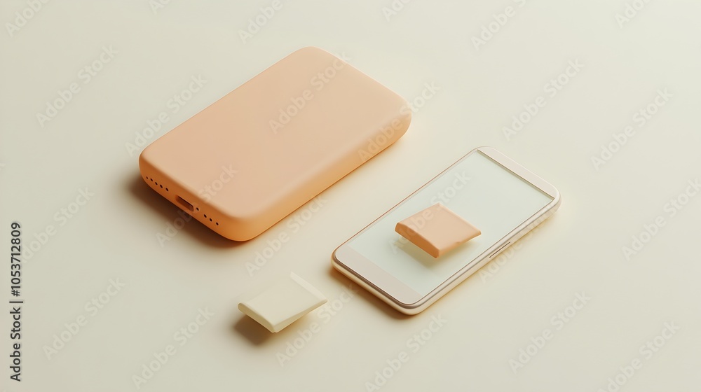 Poster pastel toned clay device displaying file sharing concept