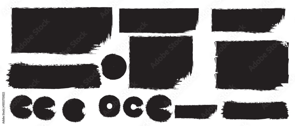 Poster black vector rough edge rectangles. grunge square frames set. jagged edge torn paper background coll