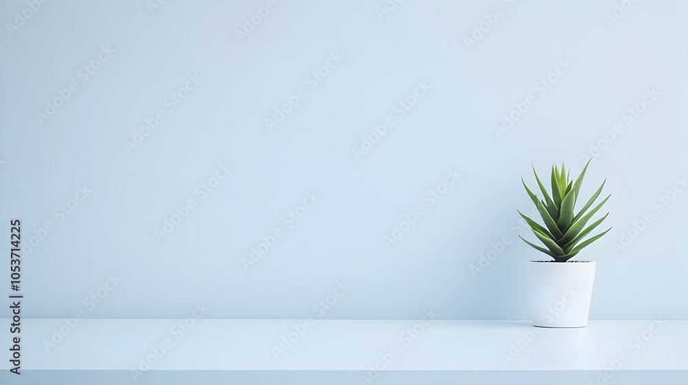 Poster minimalist white background with soft blue tint for text and product placement